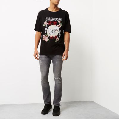 Black Jaded London embroidered T-shirt